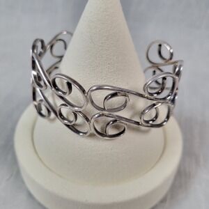 Mexico 925 Sterling Silver Scroll Openwork Cuff Bracelet 24.5g